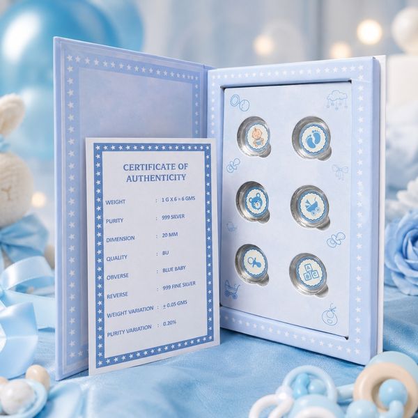 It's a Boy  6gm  999 silver coin gifting hamper with 6 coin set 
